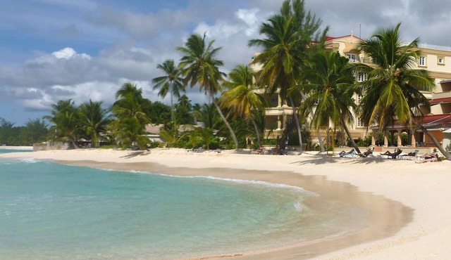 Iconic upscale apartment in St Lawrence Gap with large beachfront balcony