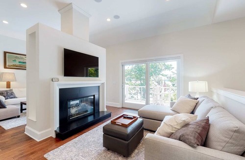 Yarmouth Port House | Luxe lakefront home on Follins Pond with private beach, amazing decks & yard